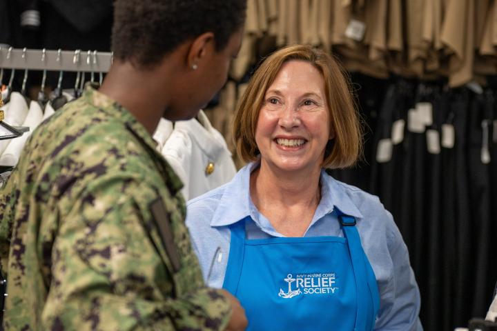 NMCRS volunteer at a thrift shop