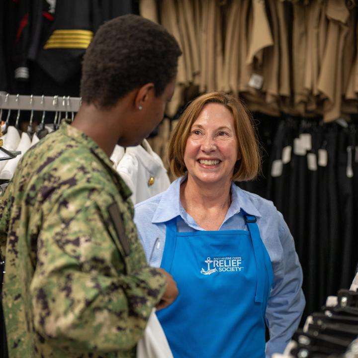 NMCRS volunteer at a thrift shop