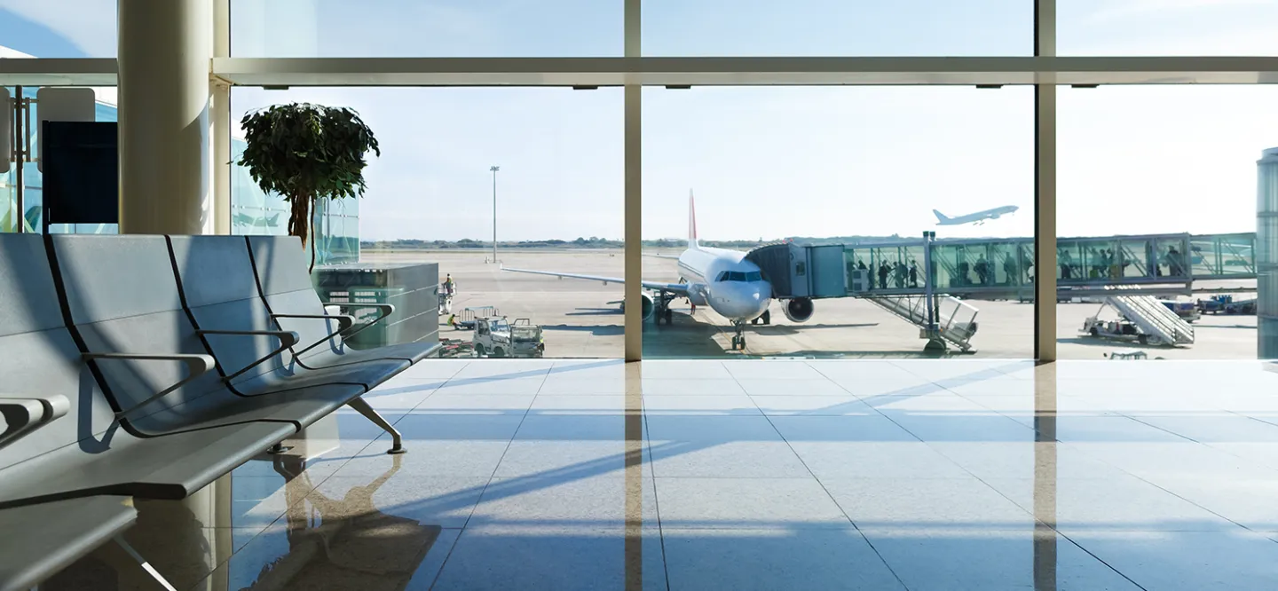 View of airplane at the gate